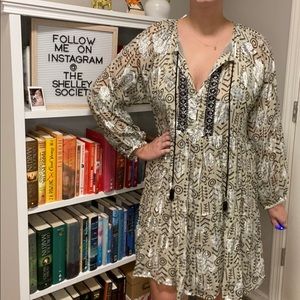 NWT ZARA long sleeve boho dress w sparkle thread